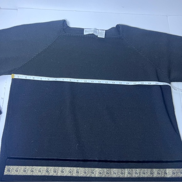 Belvedere Italian Wool Blend Black Knitted Sweater - Size Large-Gold Hem Detail - Picture 5 of 7